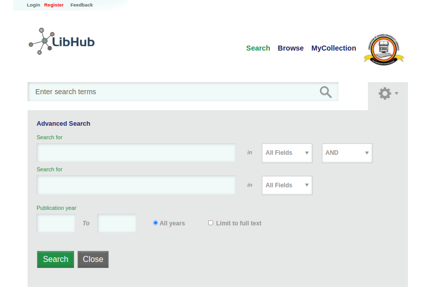 Advanced search libhub