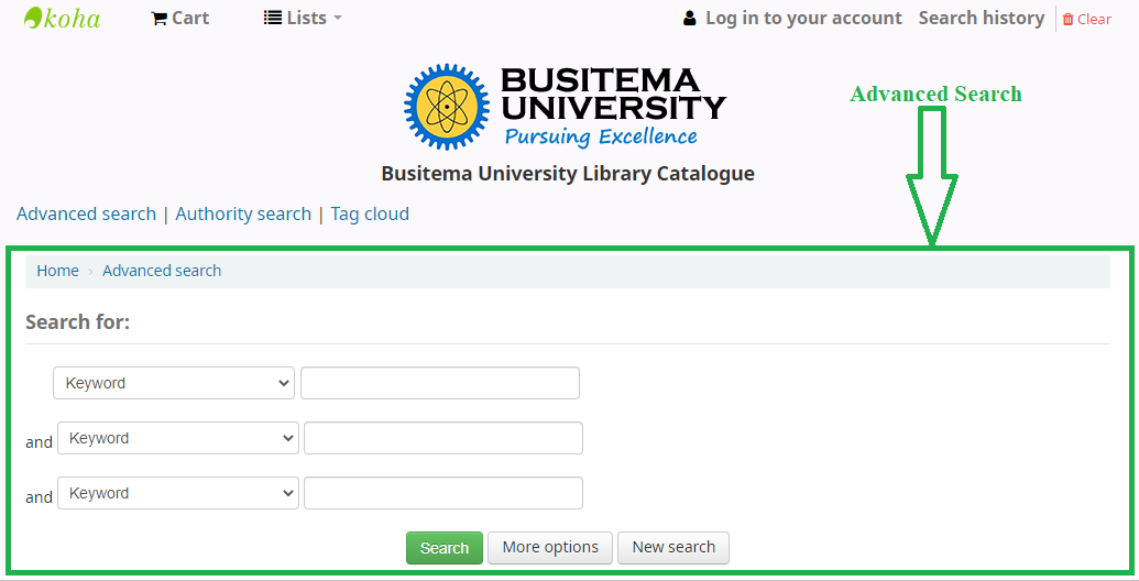 catalogue advanced search