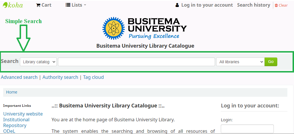 catalogue simple search