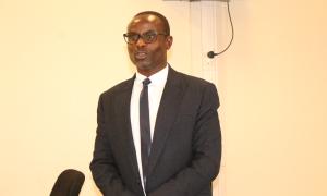 Dr. Fredrick Kiwuwa Lugya, the Busitema University Librarian making opening remarks on Open Access at the Faculty Of Engineering library on 20th Oct 2025