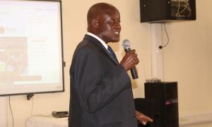 Otema John Bosco, a progressive Mixed farmer from Tiira Town Council making a presentation on Maize production at the Busitema Open Access Week Celebrations. This was on 20th October 2025 at the Faculty of Engineering Library.